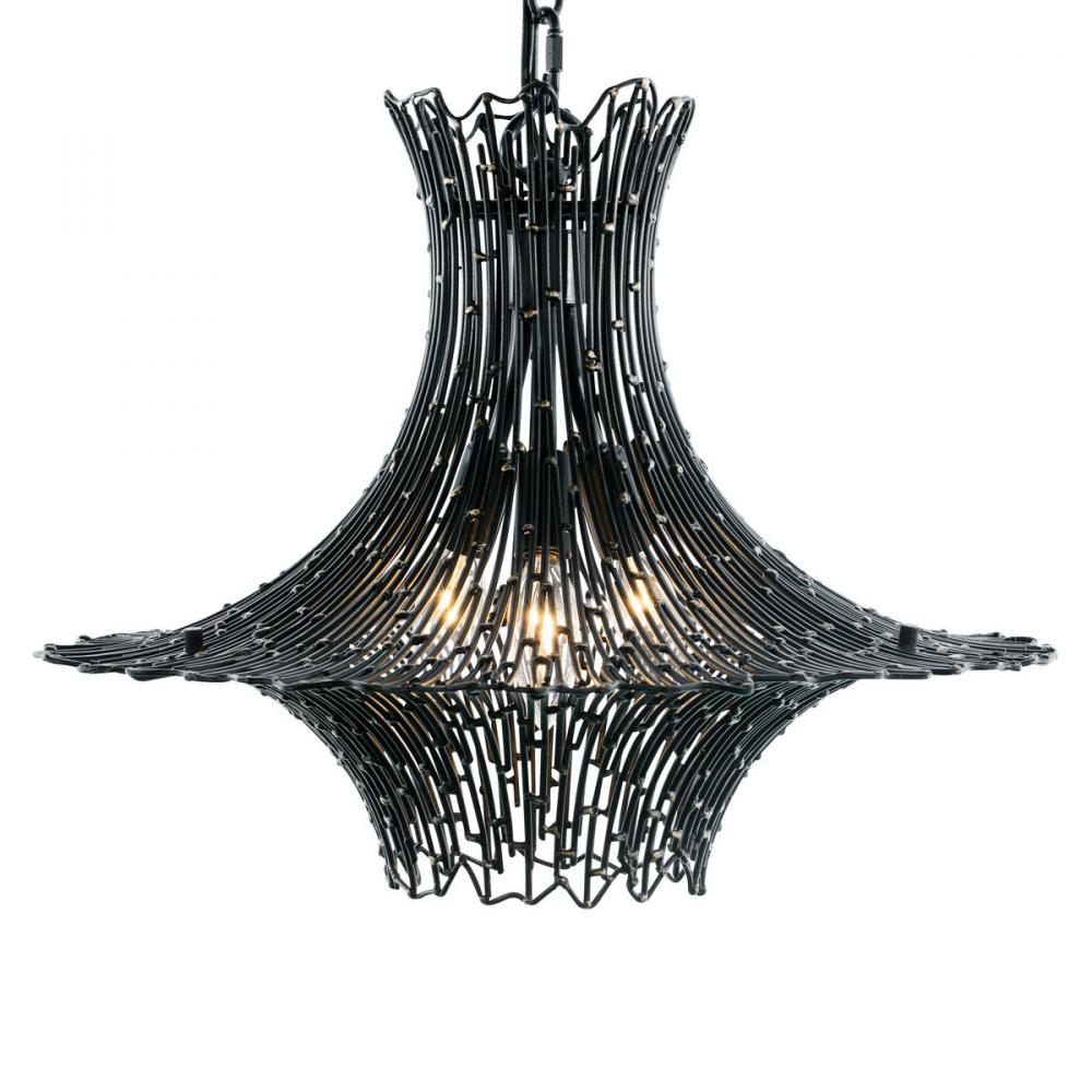 Rikki 3-Lt Chandelier - Carbon/Aged Gold : 320C03CBAG Rikki 3-Lt Chandelier - Carbon/Aged Gold : 320C03CBAG
