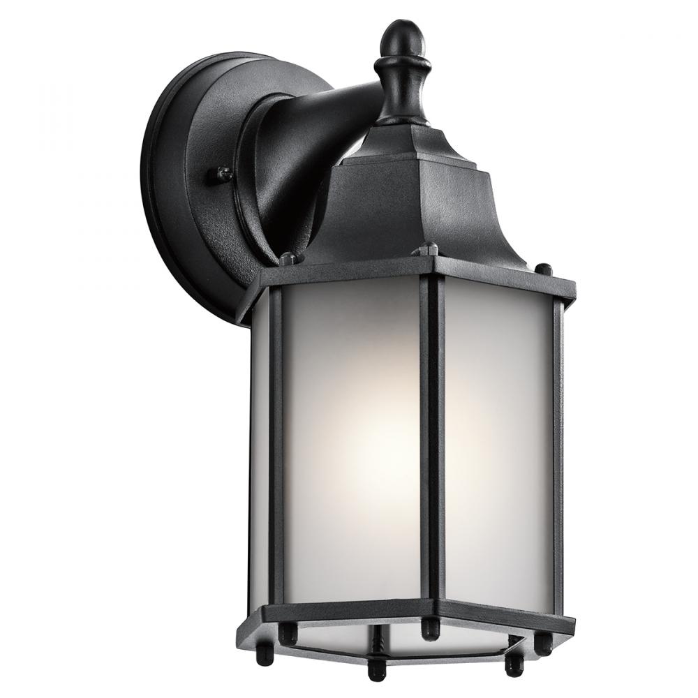 Chesapeake 10.25" 1 Light Outdoor Wall Light with Satin Etched Glass in Black