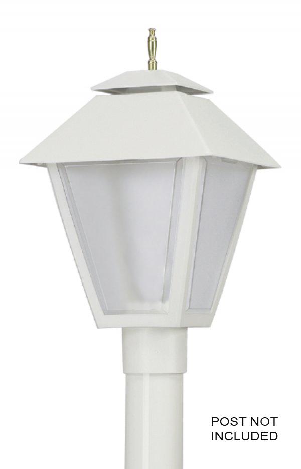 COLONIAL POST LANTERN WHITE W/CLEAR BEVELED LENS