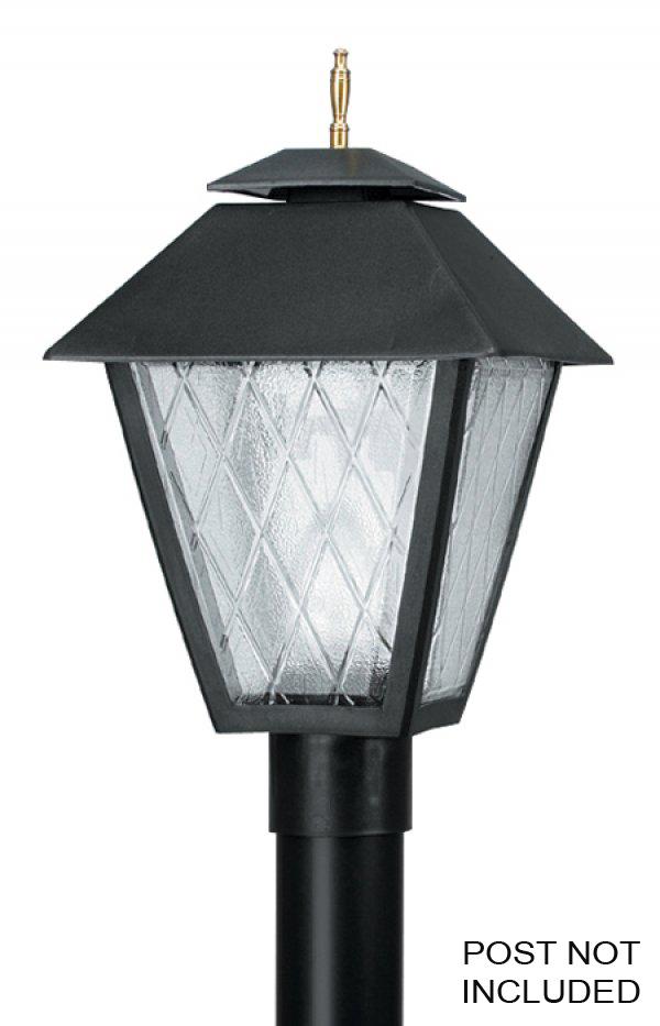 COLONIAL POST LANTERN BLACK W/FROSTED LENS