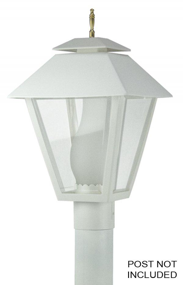 COLONIAL POST LANTERN WHITE W/CLEAR BEVELED LENS