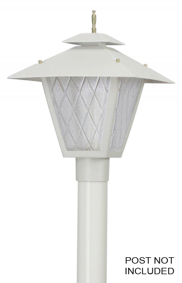 COLONIAL POST LANTERN WHITE W/CLEAR BEVELED LENS